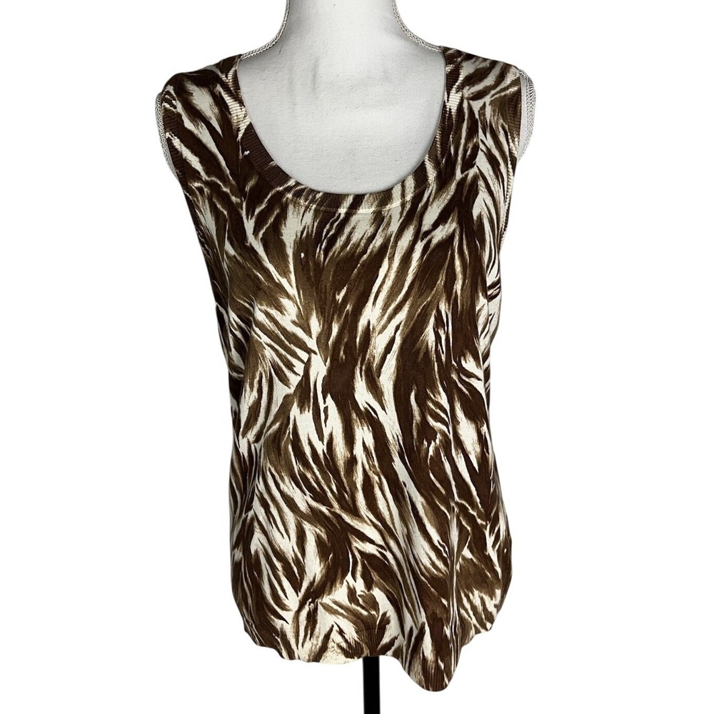 Talbots Sweater Women's Size L Feathered Sweater Vest‎ Knit Cotton